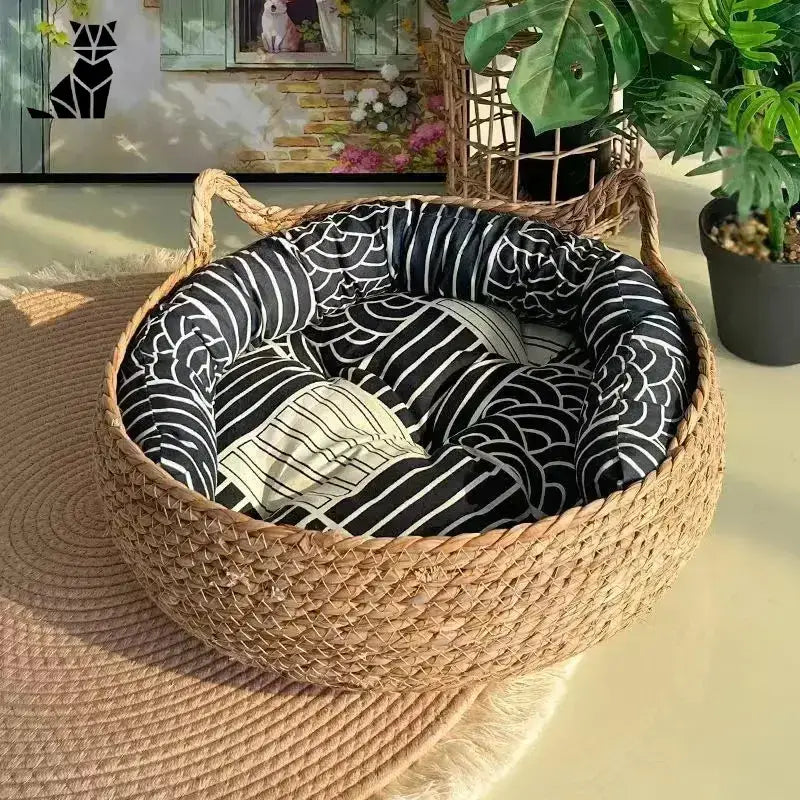 Miejsce do Spania dla Kota Ergonomiczne Naturalne S(35cm) Runda Tkany Trawa