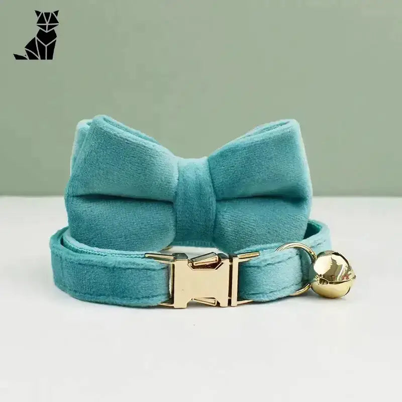 Miękka Obroża dla Psa: Komfort i Styl Niebieski z Muszką / S(16-26cm) Turkus Aksamit Kot