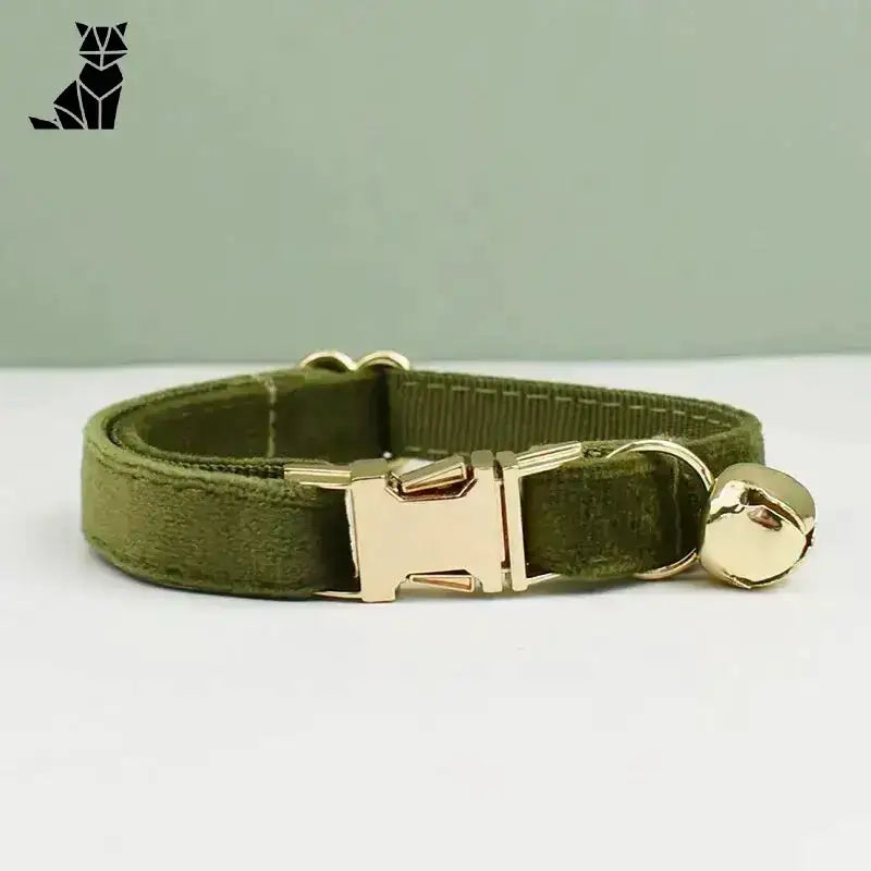 Miękka Obroża dla Psa Welurowa Regulowana Gospodarz w Kolejce / S(16-26cm) Oliwka Zielony Aksamit
