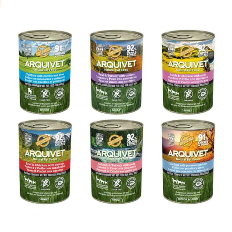 Mokra Karma dla Psa Mix Smaków 6x400g - Wysoka Zawartość Mięsa | Arquivet
