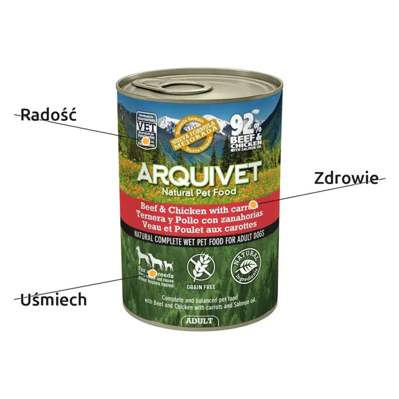 Mokra Karma dla Psa z Wołowiną i Kurczakiem 400g | Arquivet