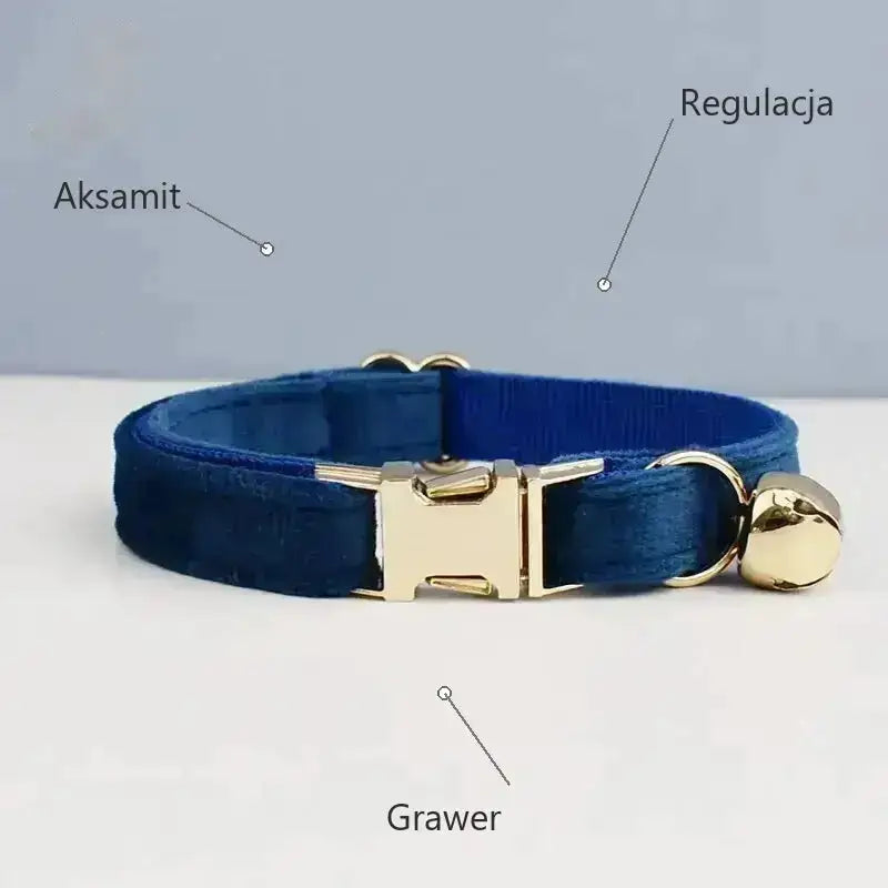 Naszyjnik dla Kota Aksamitny Personalizowany