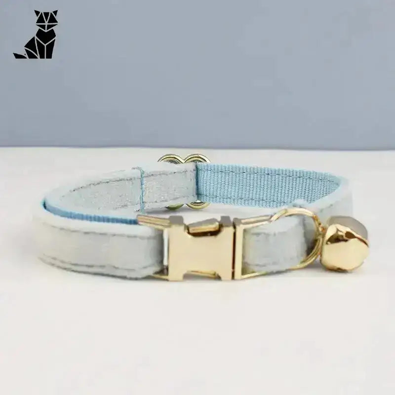 Naszyjnik dla Kota Aksamitny Personalizowany Jasny Niebieski / S(16-26cm) światło Niebieski Kot