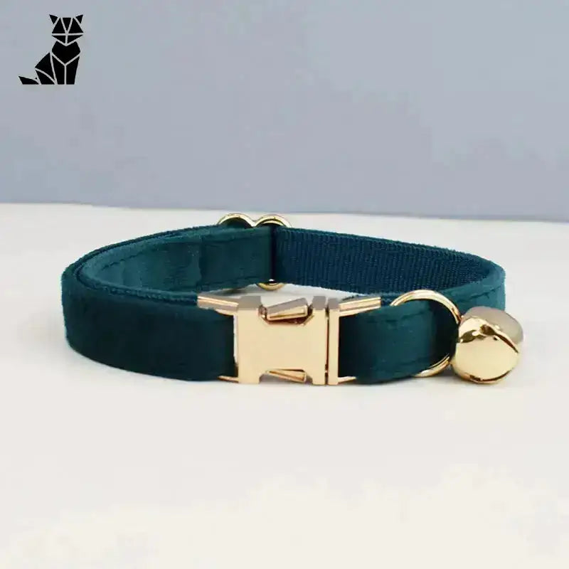Naszyjnik dla Kota Aksamitny Personalizowany Zielony / S(16-26cm) Ciemność Zielony Zwierzak