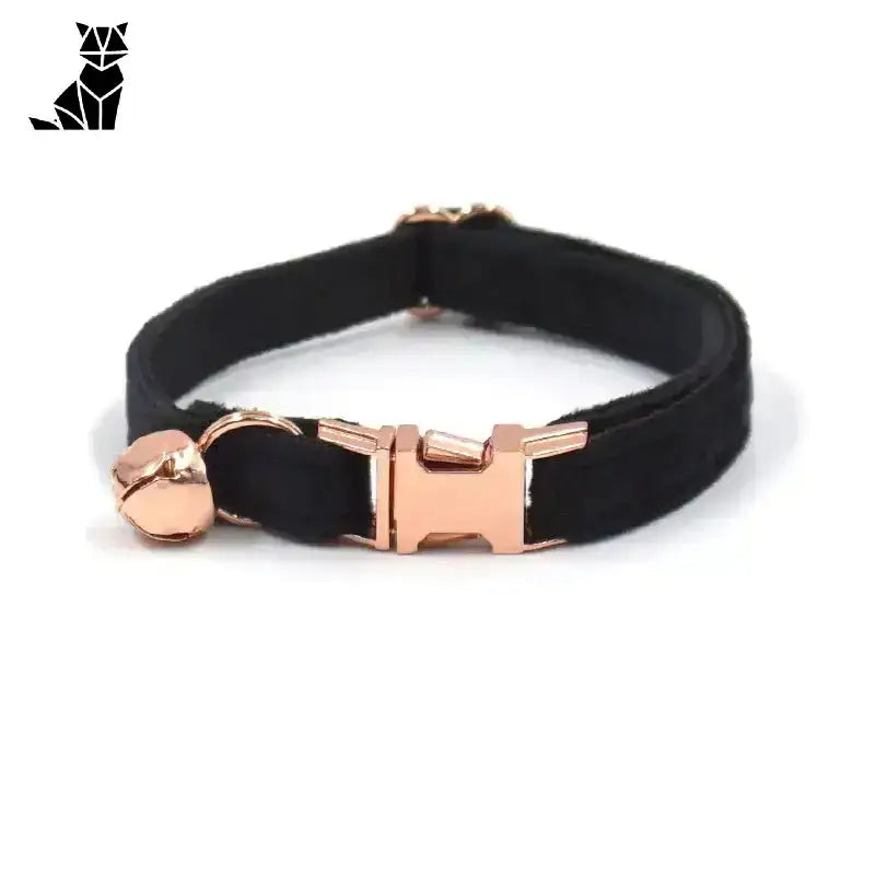 Naszyjnik dla Kota Personalizowany ze Złotą Klamrą Czarny / S(16-26 Cm) Czarny Kot Kołnierz