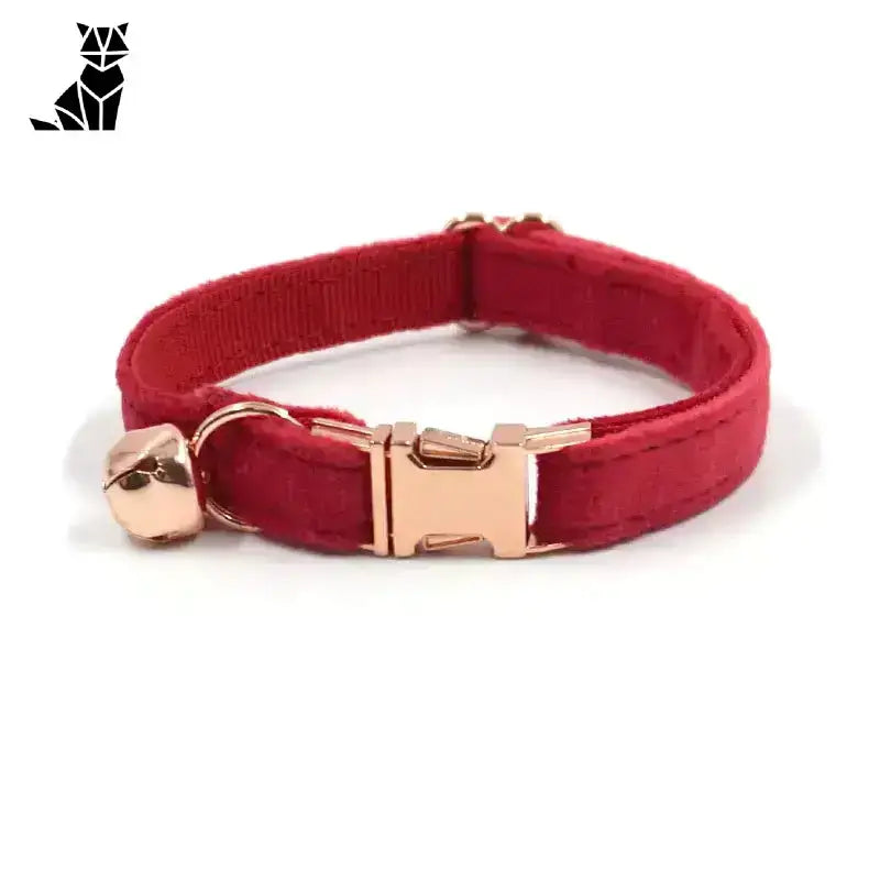 Naszyjnik dla Kota Personalizowany ze Złotą Klamrą Różowy / S(16-26 Cm) Czerwony Kot Kołnierz