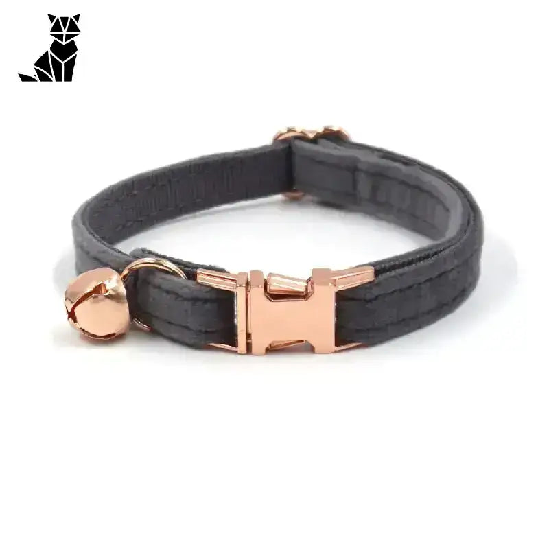Naszyjnik dla Kota Personalizowany ze Złotą Klamrą Szary / S(16-26 Cm) Ciemność Szary Kot