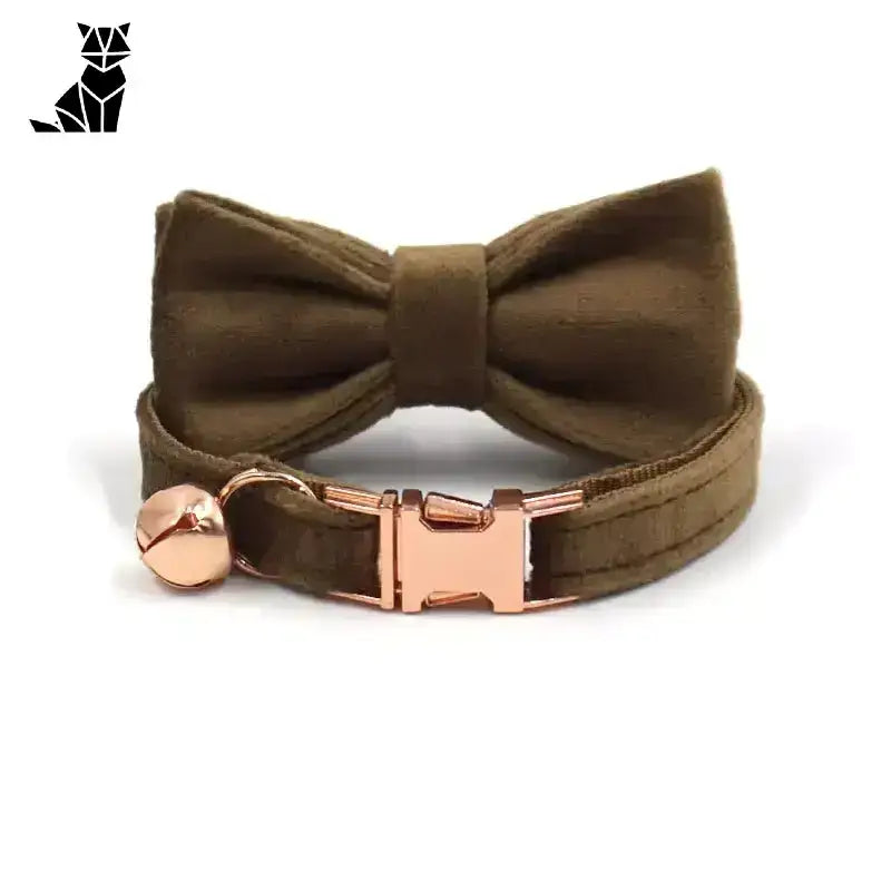 Naszyjnik dla Kota Personalizowany ze Złotą Klamrą Zestaw Brązowy / S(16-26 Cm) Brązowy Aksamit Kot