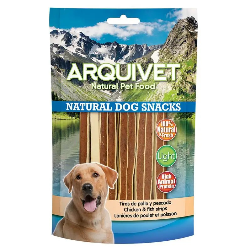 Naturalne Przysmaki dla Psa - Paski z Kurczaka i Ryby 100g | Arquivet