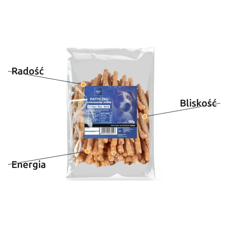 Naturalne Przysmaki dla Psa - Patyczki z Kurczaka i Ryżu 500g | Wafi