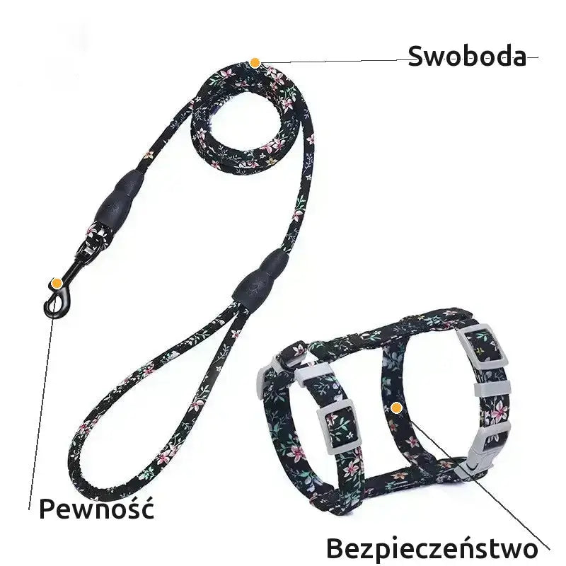 Nylonowe Szelki dla Dorosłego Kota Regulowane Czarny / s