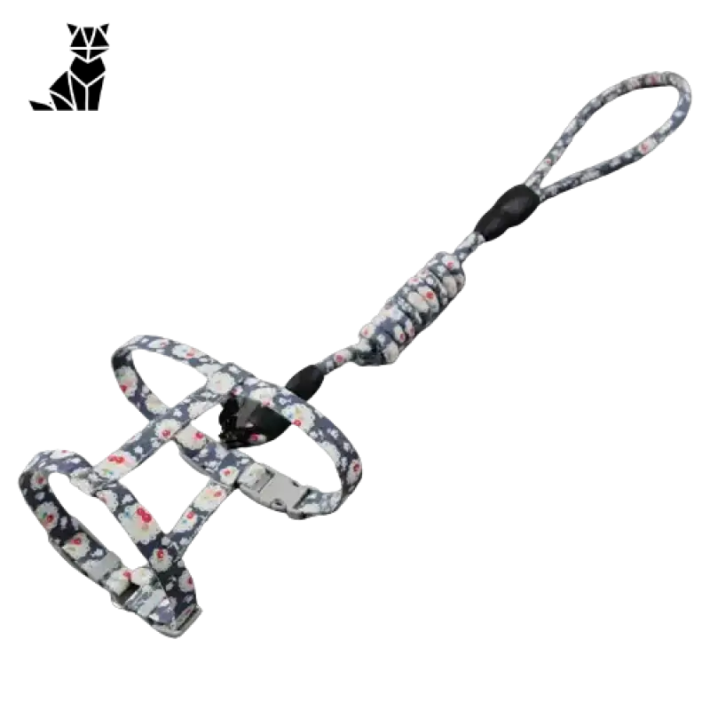 Nylonowe Szelki dla Dorosłego Kota Regulowane Morski / s Czarny Biały Kwiatowy