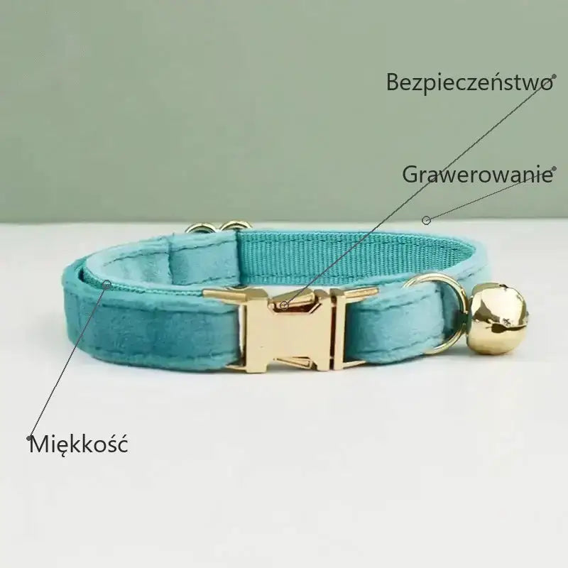 Obroża dla Kota Aksamitna z Personalizacją 20-32cm