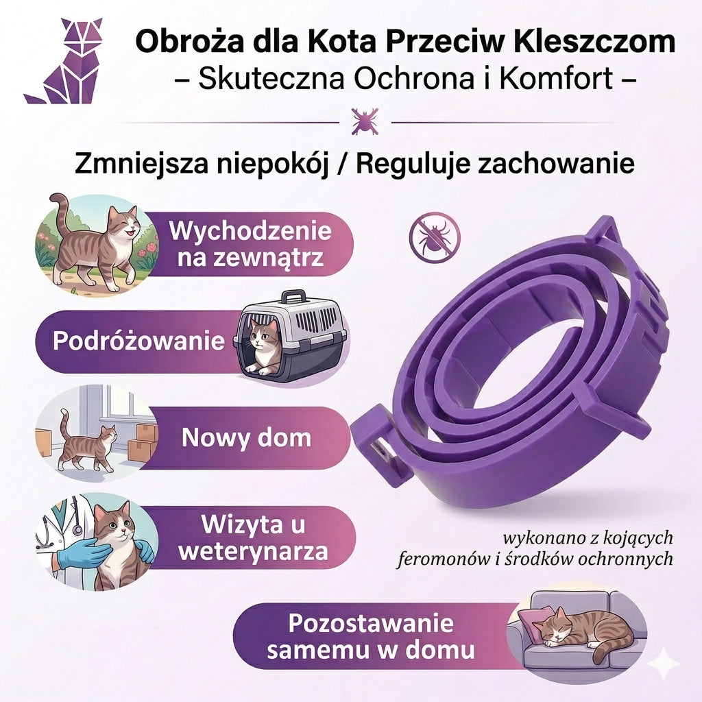 Obroża dla Kota Przeciw Kleszczom i Pchłom