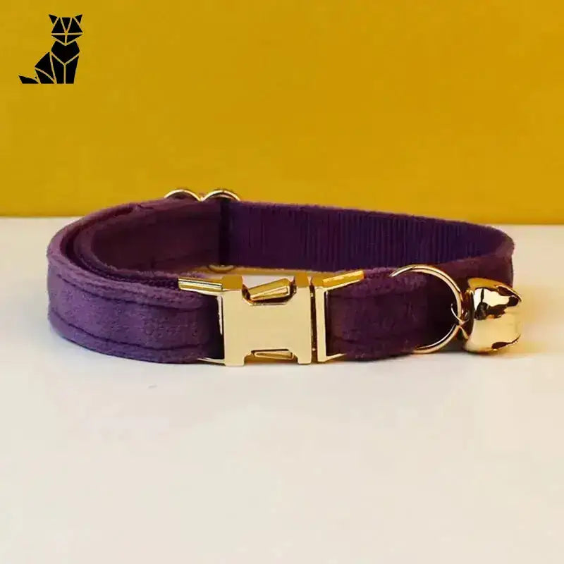 Obroża dla Kota z Imieniem Aksamitna Fioletowy / S(16-26 Cm) Fioletowy Aksamit Zwierzak