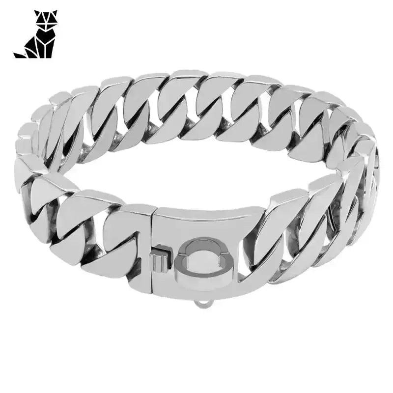 Obroża Metalowa dla Dużego Psa Wytrzymała Pieniądze / 35cm Polerowany Srebrny Kubański