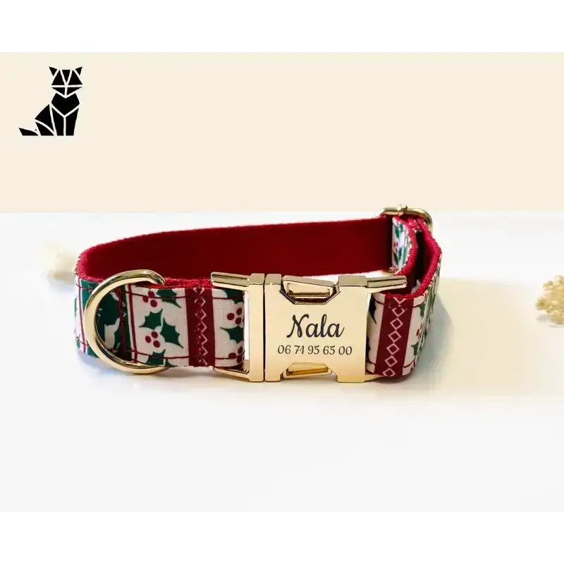 Obroża świąteczna dla Psa z Grawerem Xs świąteczny Czerwony Biały