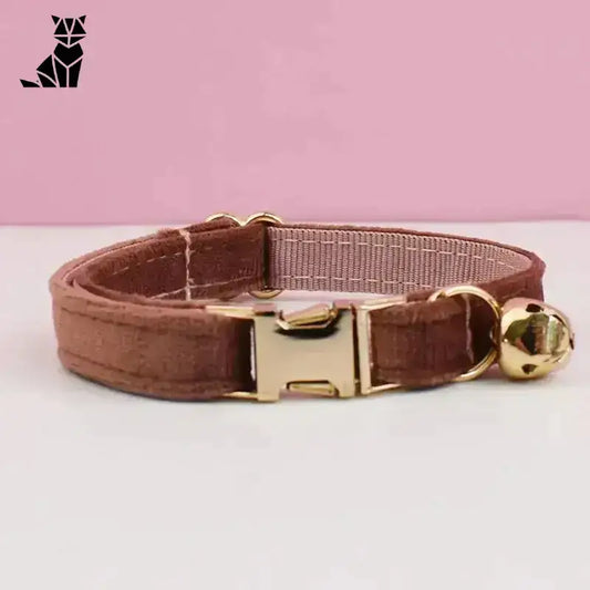 Obroża z Muszką dla Psa Welurowa Elegancka Ciemno Różowy / S(16-26cm) Brązowy Aksamit Zwierzak
