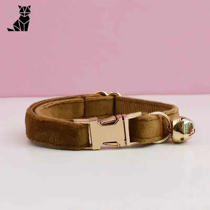 Obroża z Muszką dla Psa Welurowa Elegancka Kawowy / S(16-26cm) Brązowy Aksamit Zwierzak