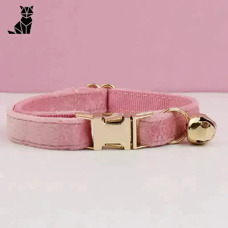 Obroża z Muszką dla Psa Welurowa Elegancka Różowy / S(16-26cm) Różowy Aksamit Kot