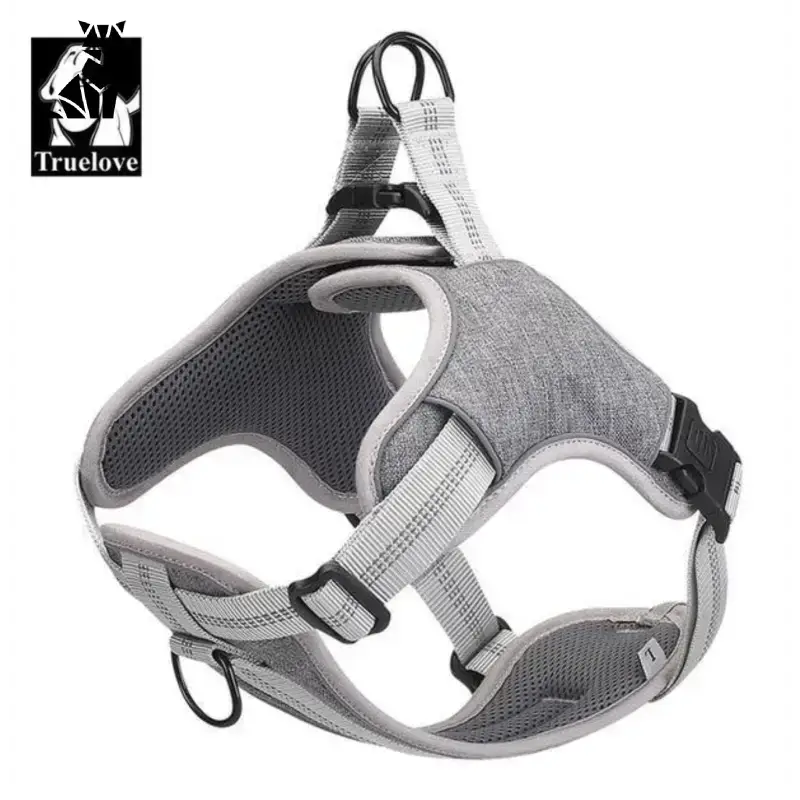 Odblaskowe Szelki dla Psów - Komfort i Bezpieczeństwo Szary Siatka Wyściełany