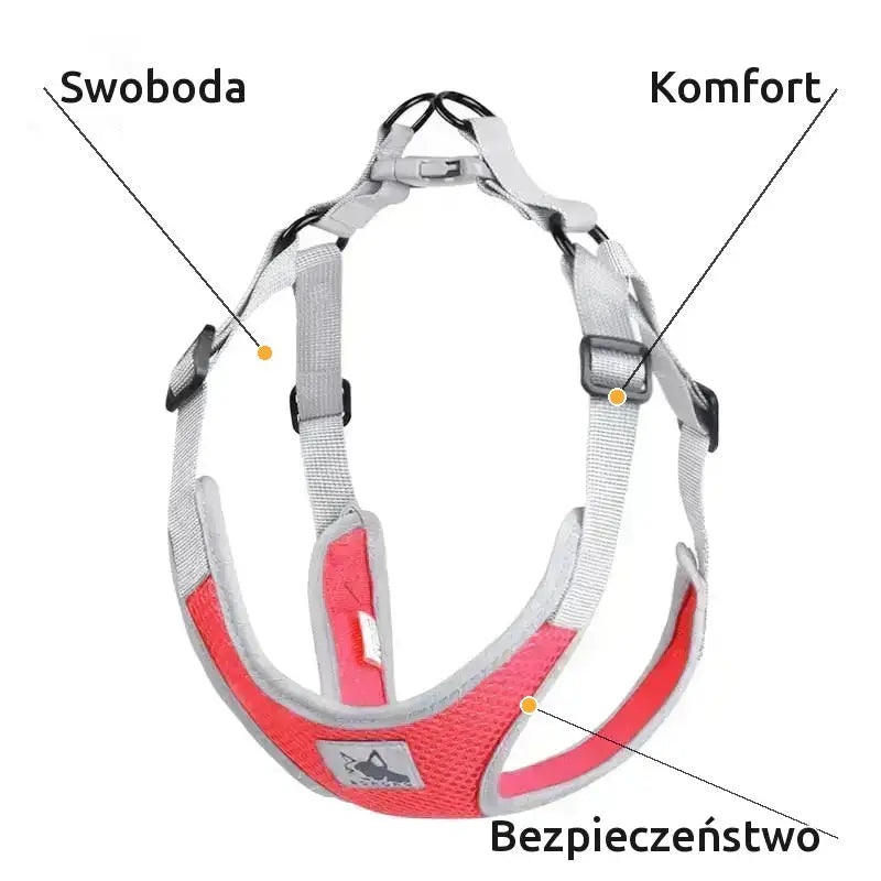 Oddychająca Uprząż Antypoślizgowa dla Psa Róż / Xs