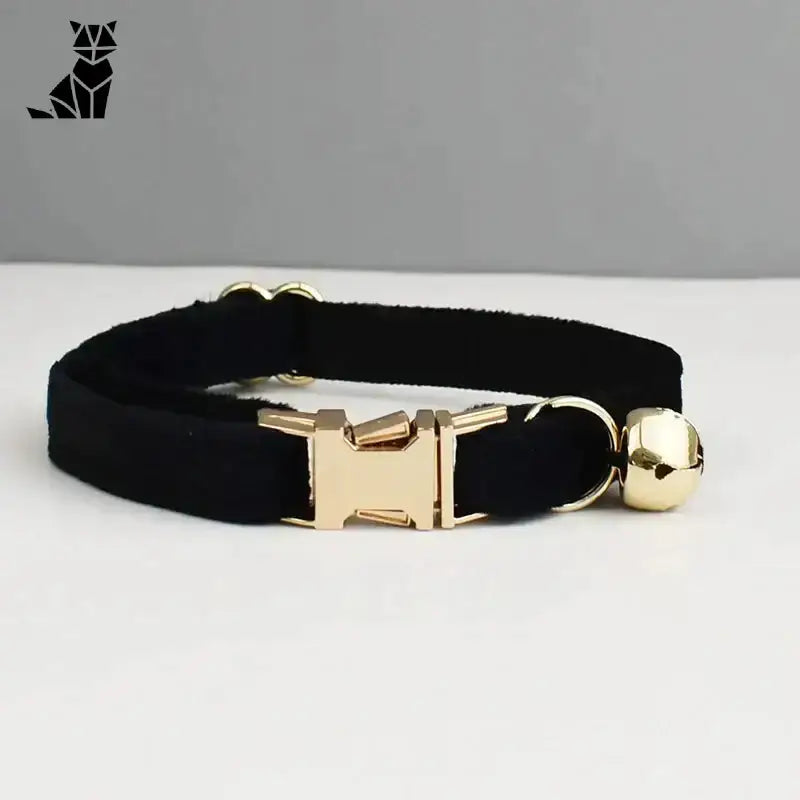 Pasek dla Kota Welurowy z Dzwoneczkiem h / s – Obwód Szyi 16–26 Cm Czarny Kot Kołnierz