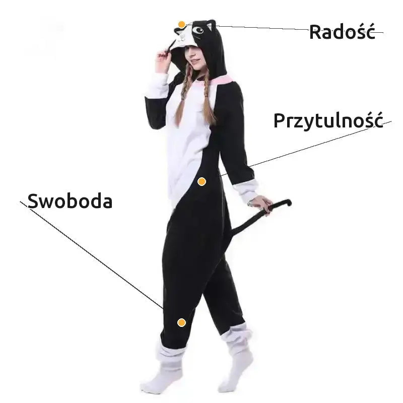 Piżama Kombinezon Black Cat dla Kota Wygodna