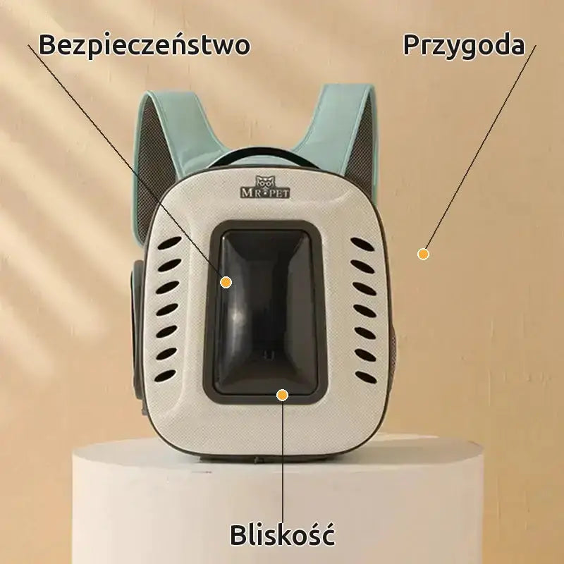 Plecak Bezpieczny z Okienkiem dla Kota żółty i Zielony