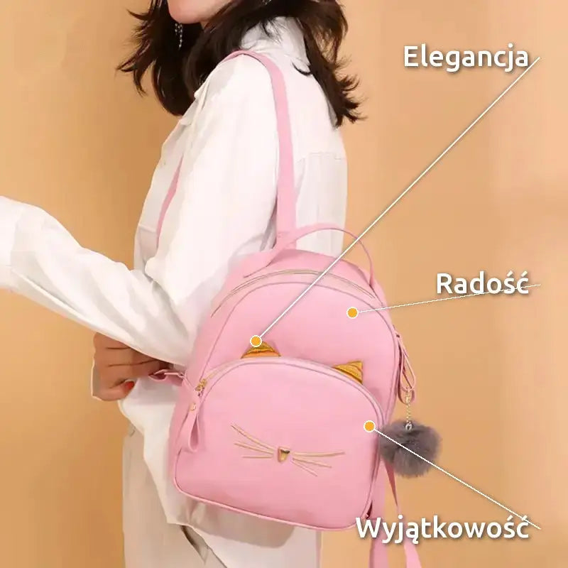 Plecak Mini Cat Elegancki ze Sztucznej Skóry
