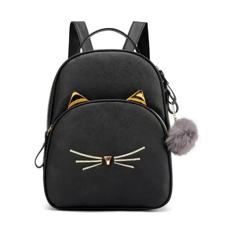 Plecak Mini Cat Elegancki ze Sztucznej Skóry Czarny Czarny Mini Plecak
