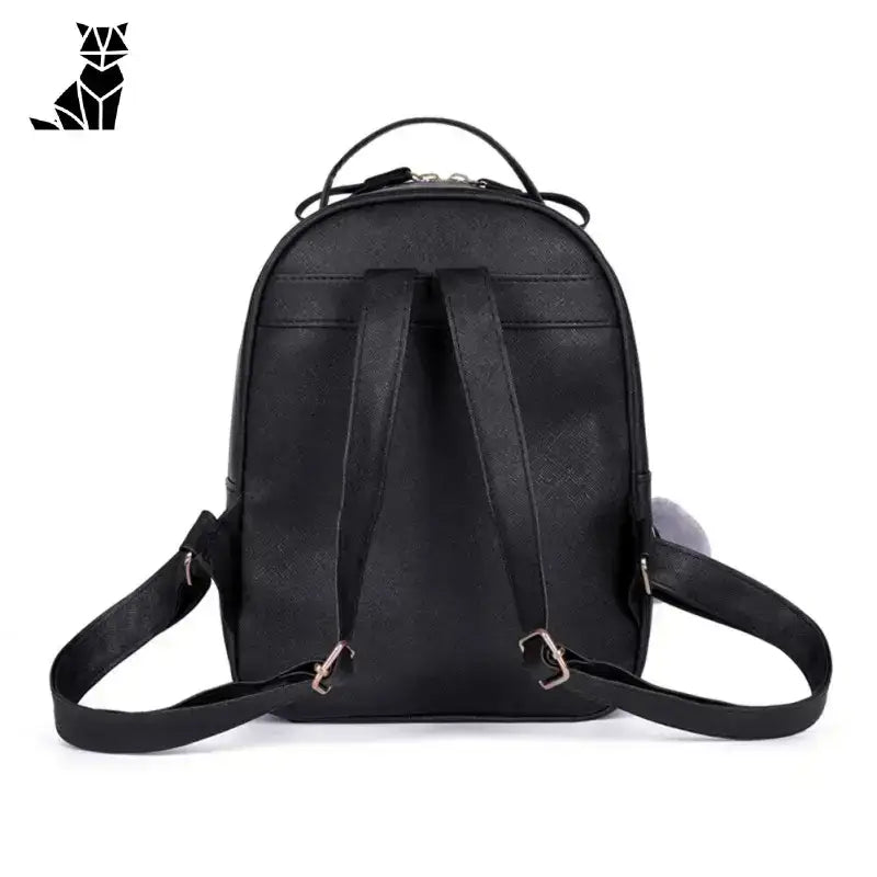 Plecak Mini Cat Elegancki ze Sztucznej Skóry Czarny Faux Skóra