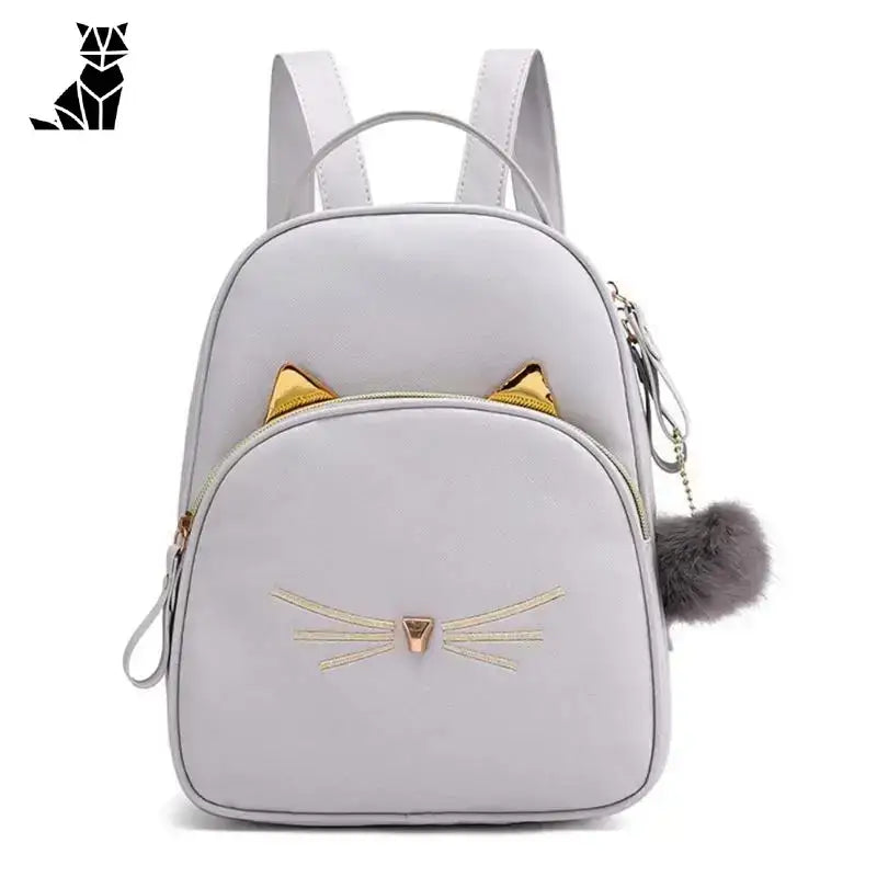 Plecak Mini Cat Elegancki ze Sztucznej Skóry Szary światło Szary o Tematyce Kociej