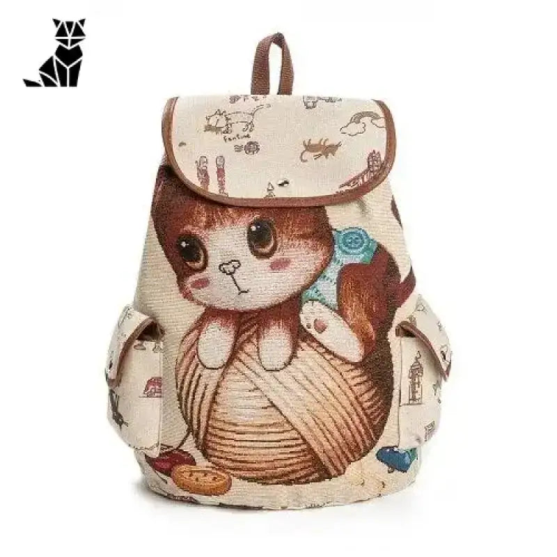 Plecak na Podróż z Motywem Anime Kota Brązowy Kot Gobelin Tkanina Mini