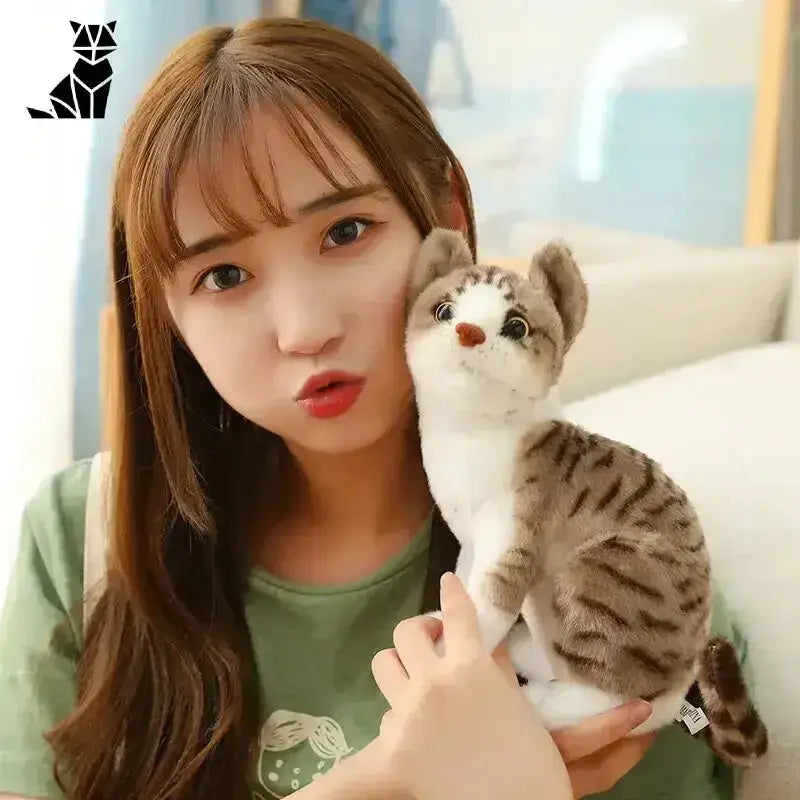 Pluszowy Amerykański Krótkowłosy - Idealny Prezent dla Dzieci Brązowy Biały w Paski