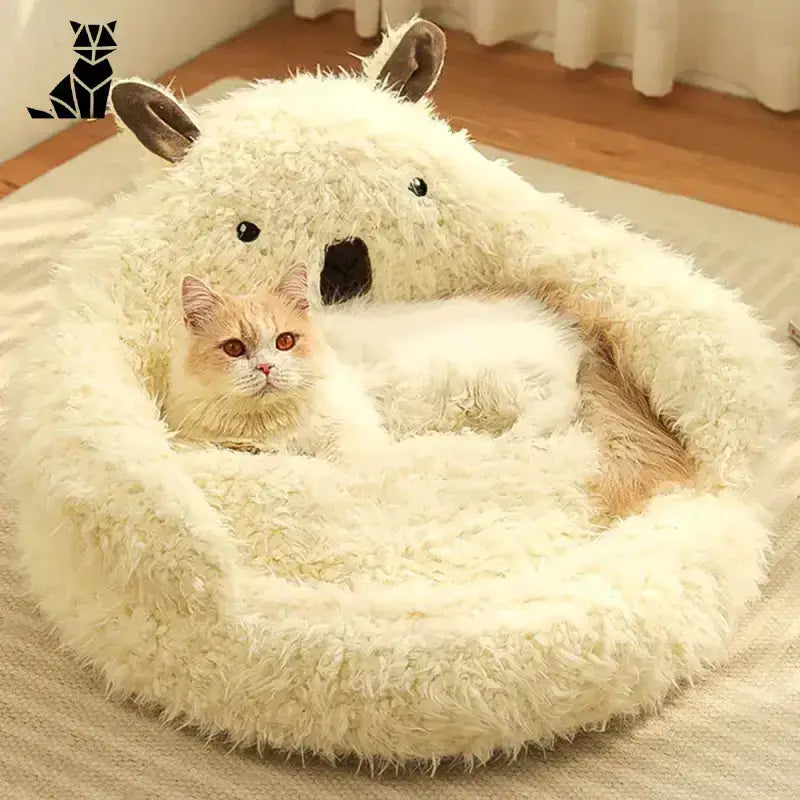 Pluszowy Domek dla Kota Idealny na Relaks Puszysty Jasny Zwierzak