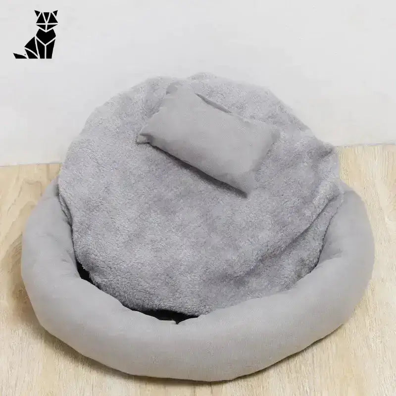 Poduszka dla Kota Miękka Ergonomiczna 46cm Plusz Runda Szary