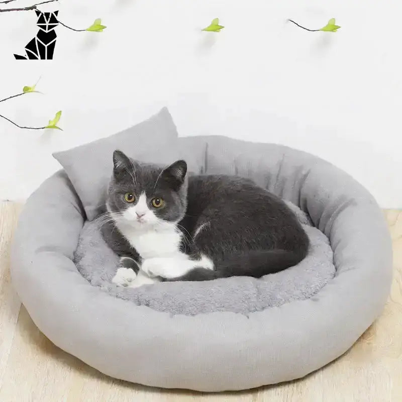 Poduszka dla Kota Miękka Ergonomiczna 46cm Runda światło Szary