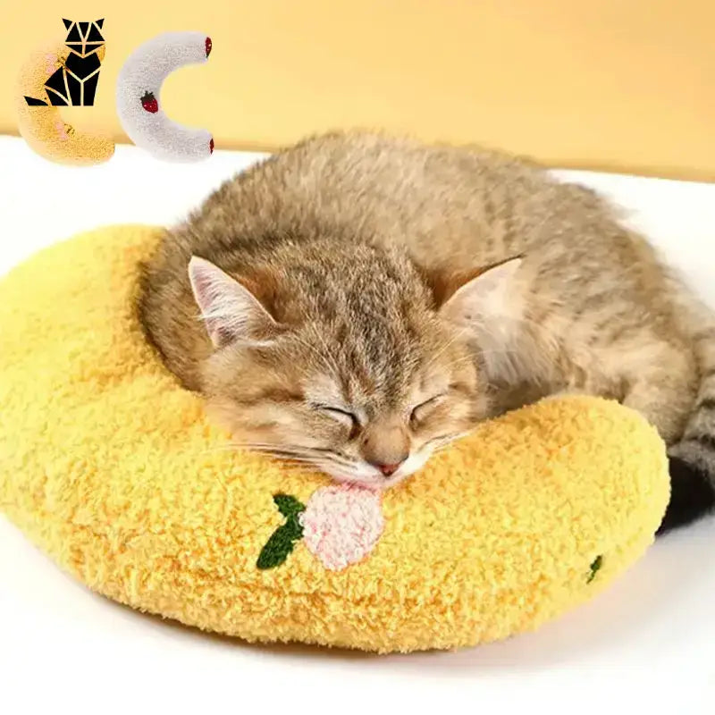 Poduszka dla Kota: Niezrównany Komfort i Relaks 1 żółty + 1 Biały Miękki żółty w Kształcie Półksiężyca