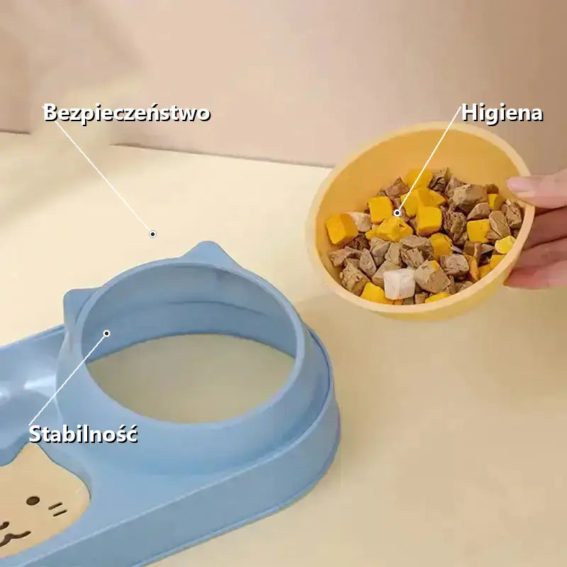 Podwójna Miska dla Kota Ergonomiczna z Podstawką