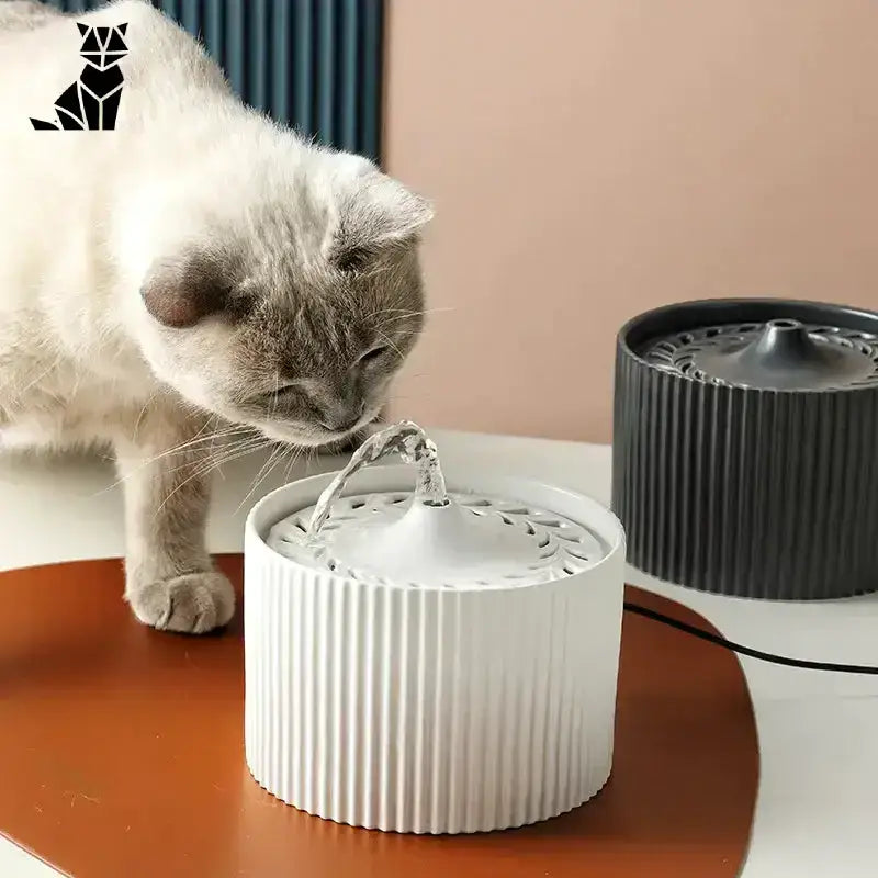 Poidełko dla Kota Ceramiczne Stylowe i Zdrowe Biały Kot Biały Karbowany