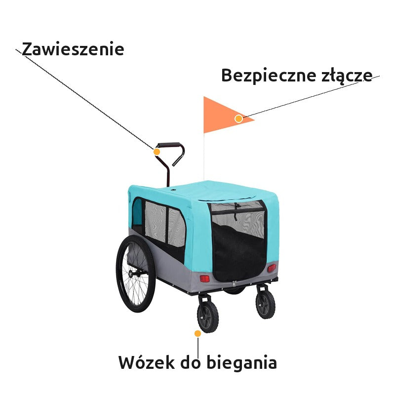 Przyczepka do Roweru dla Psa 2w1 z Zawieszeniem Niebiesko-Szara – zalety