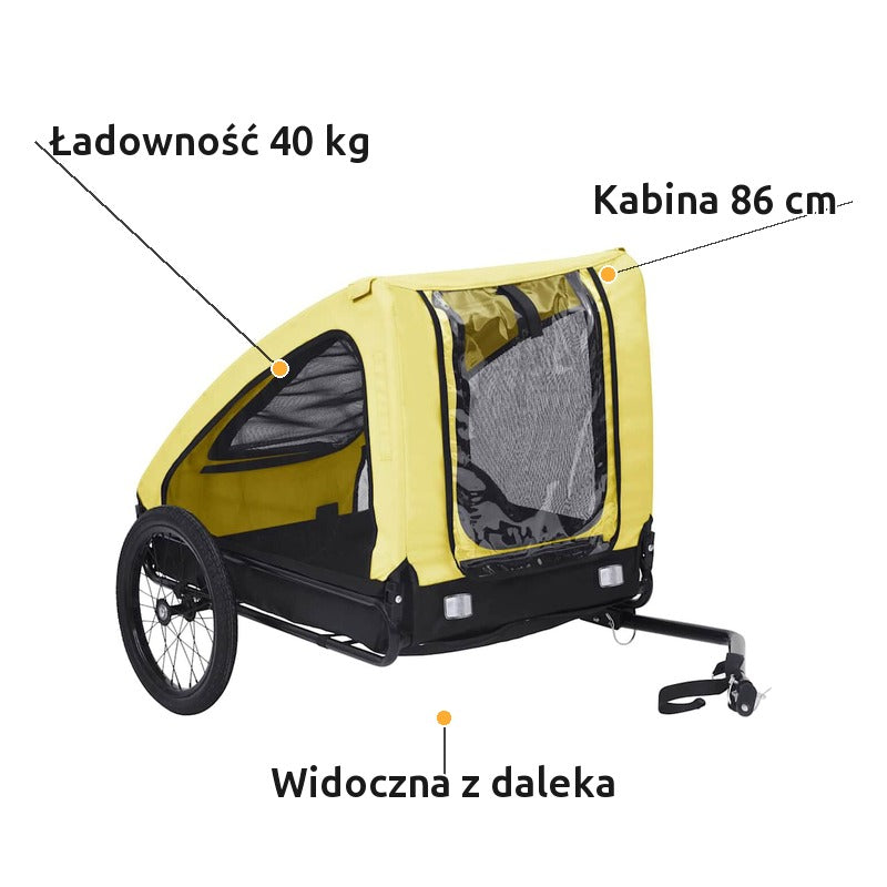 Przyczepka Rowerowa dla Dużego Psa do 40 kg Żółto-Czarna – zalety