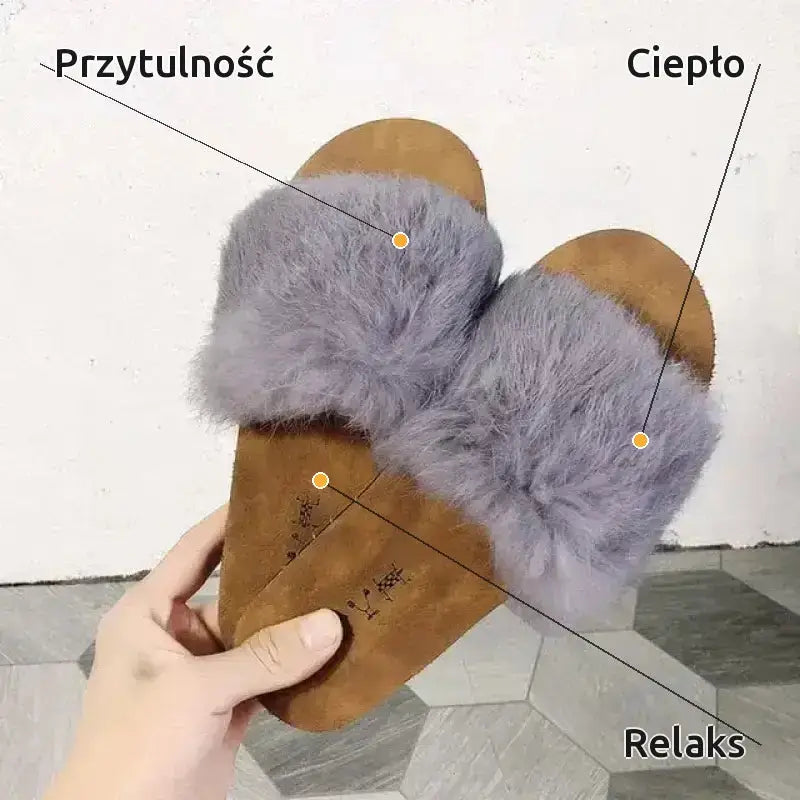 Puchate Klapki Damskie Wygodne Domowe Szary / 36