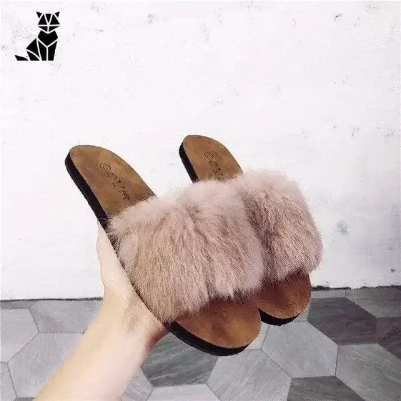 Puchate Klapki dla Kobiet Pełne Stylu Różowy / 36 Para Damski Otwarte Palce