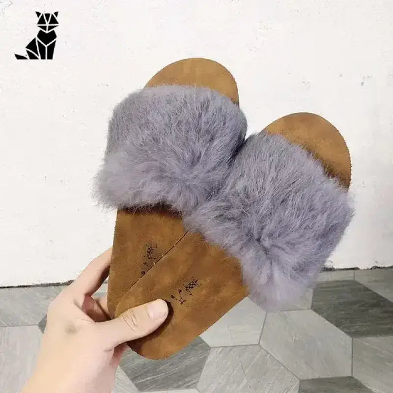 Puchate Klapki dla Kobiet Pełne Stylu Szary / 36 Brązowy Zamsz Kapcie