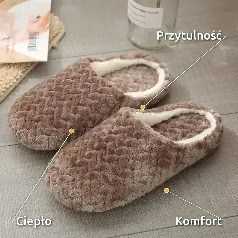 Puszyste Kapcie Damskie Ciepłe Antypoślizgowe Kawowy / 36
