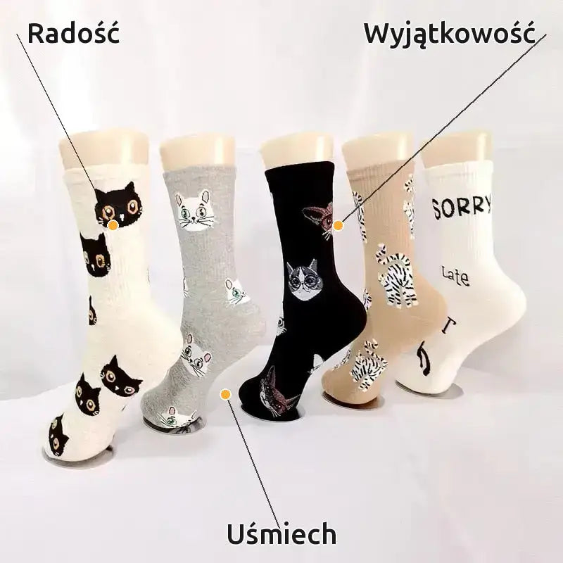 Skarpetki dla Kotów Bawełniane z Wzorem
