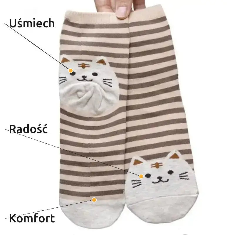 Skarpetki z Kotami Bawełniane Unisex Brązowy