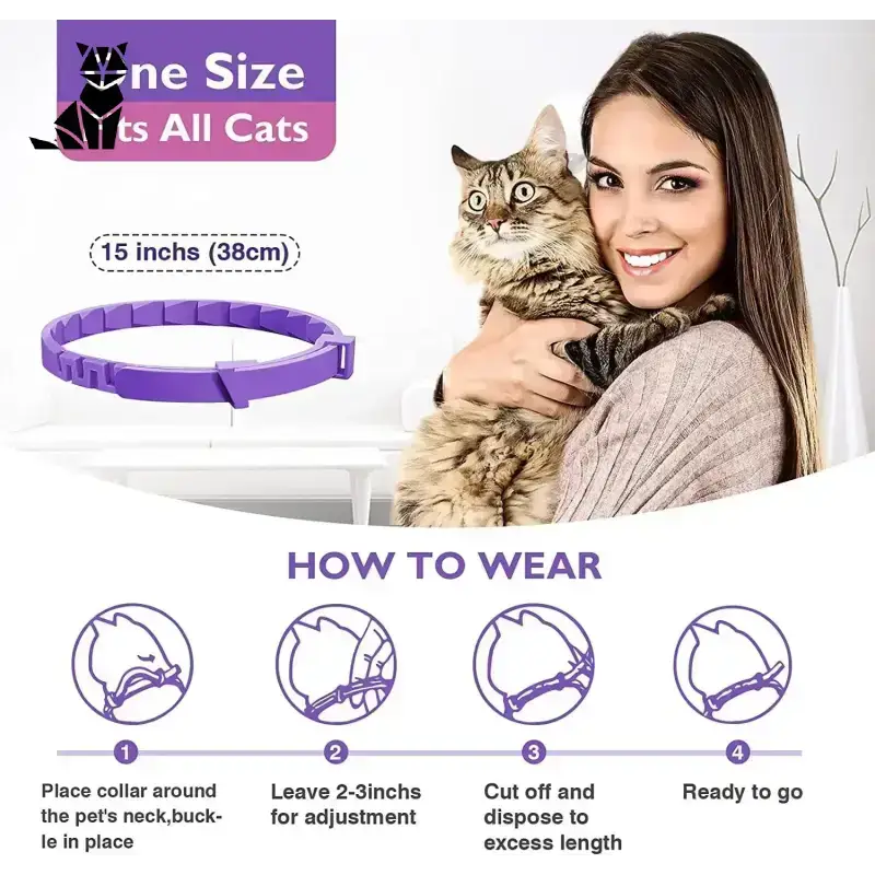 Skuteczna Obroża Przeciw Kleszczom dla Kota Fioletowy Kot Kołnierz